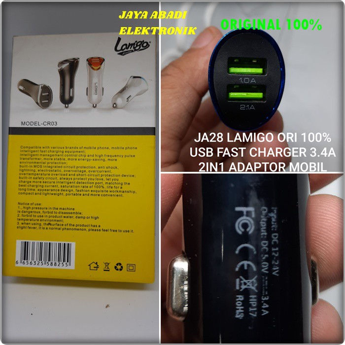 J28 CHARGER CAR 3.4A ADAPTOR MOBIL FAST CHARGING LAMGO 2 USB TRAVEL CAS CASAN FLASH CHARGER SERVER AKI ACCU AC DC CHARGE DUAL 2IN1 POWER SPEED ANDROIT HAN BISA KESEMUA MEREK HANDPHONE BISA QUICK BISA SEGALA GADGET USB POWER ADAPTER MOBIL