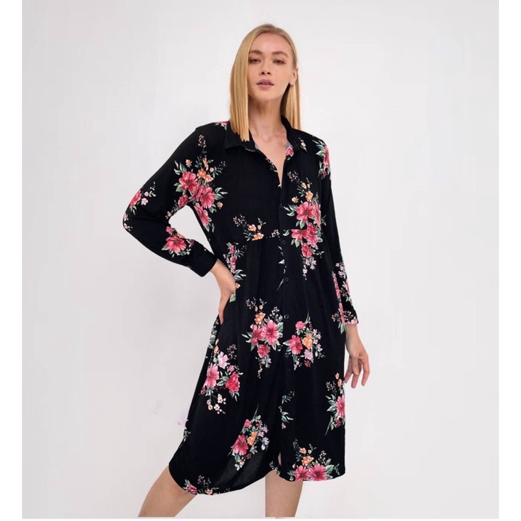 Mine shirt dress black flower vintage