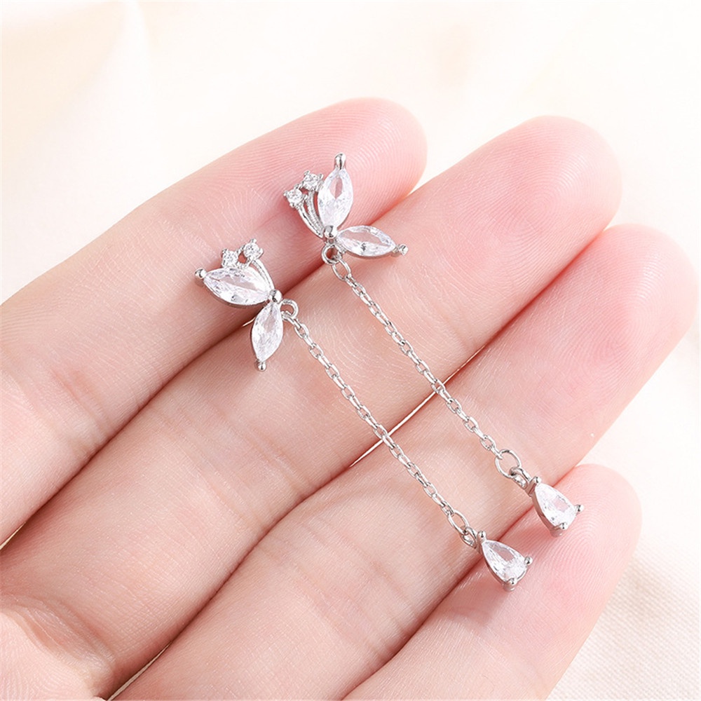 Anting Stud Rumbai Desain Hati Butterfly Gaya retro Elegan Untuk Wanita