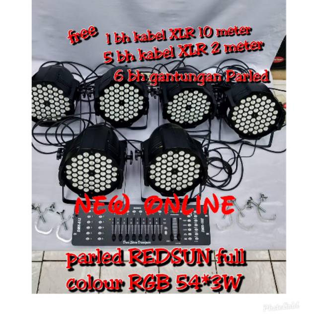 PAKET 6 PARLED REDSUN FULL COLO 54*3w  PLES MIXER LIGHTING DMX 512