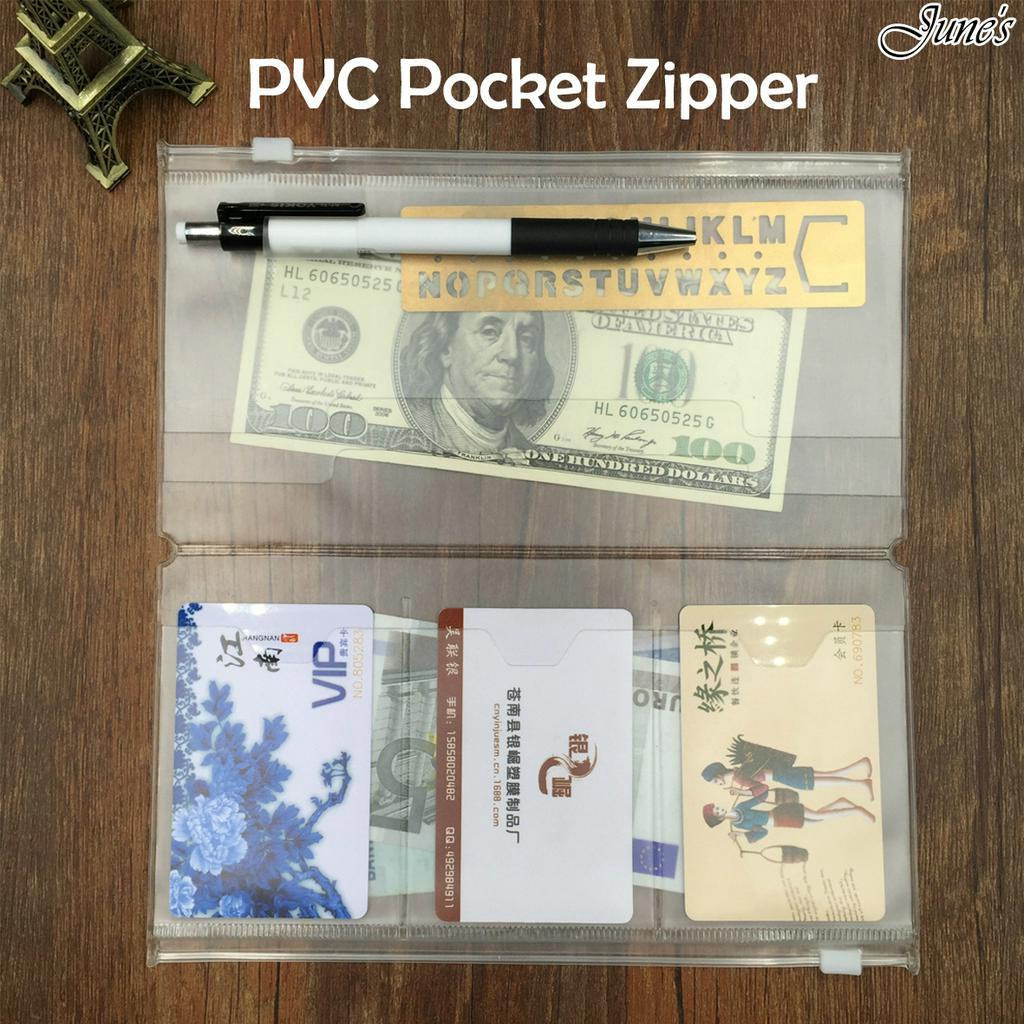 

PVC Pocket Zipper File Bag Waterproof Document Pouch Travels Card Storage Plastik Tempat kartu
