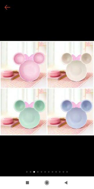 Mangkok Jerami Mickey Mouse Bentuk Unik / Mangkok Lucu Anak Mangkok Disney Bahan Serat Jerami