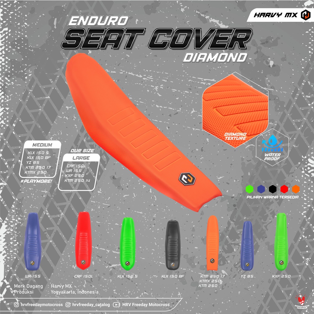 Seat Cover Sarung Kulit Jok HRV Enduro Supermoto TYPE DIAMOND CRF 150L KLX 150 S BIGFOOT KTM 250 YZ 85 KZF 250 WR 155