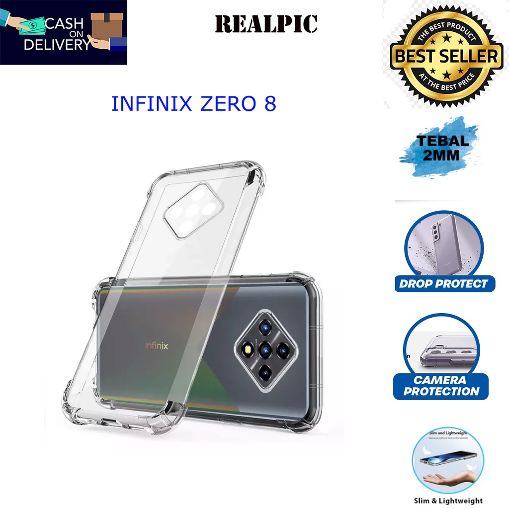 Case INFINIX ZERO 8 Casing Clear HD KETEBALAN 2MM BENING TRANSPARAN TPU Premium Softcase