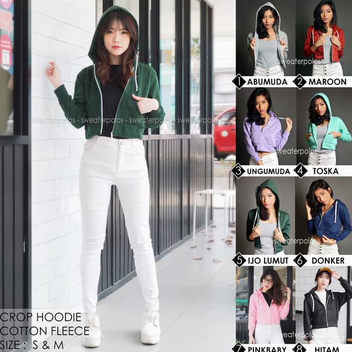 JAKET CROP HOODIE UNGU MUDA WANITA BEST QUALITY