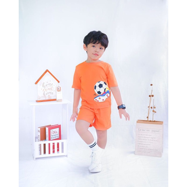 PROMO 7.7 Smilee Keanu Set 1-5 Tahun Setelan Fashion Anak Laki Laki Edisi Bola Lucu Kekinian