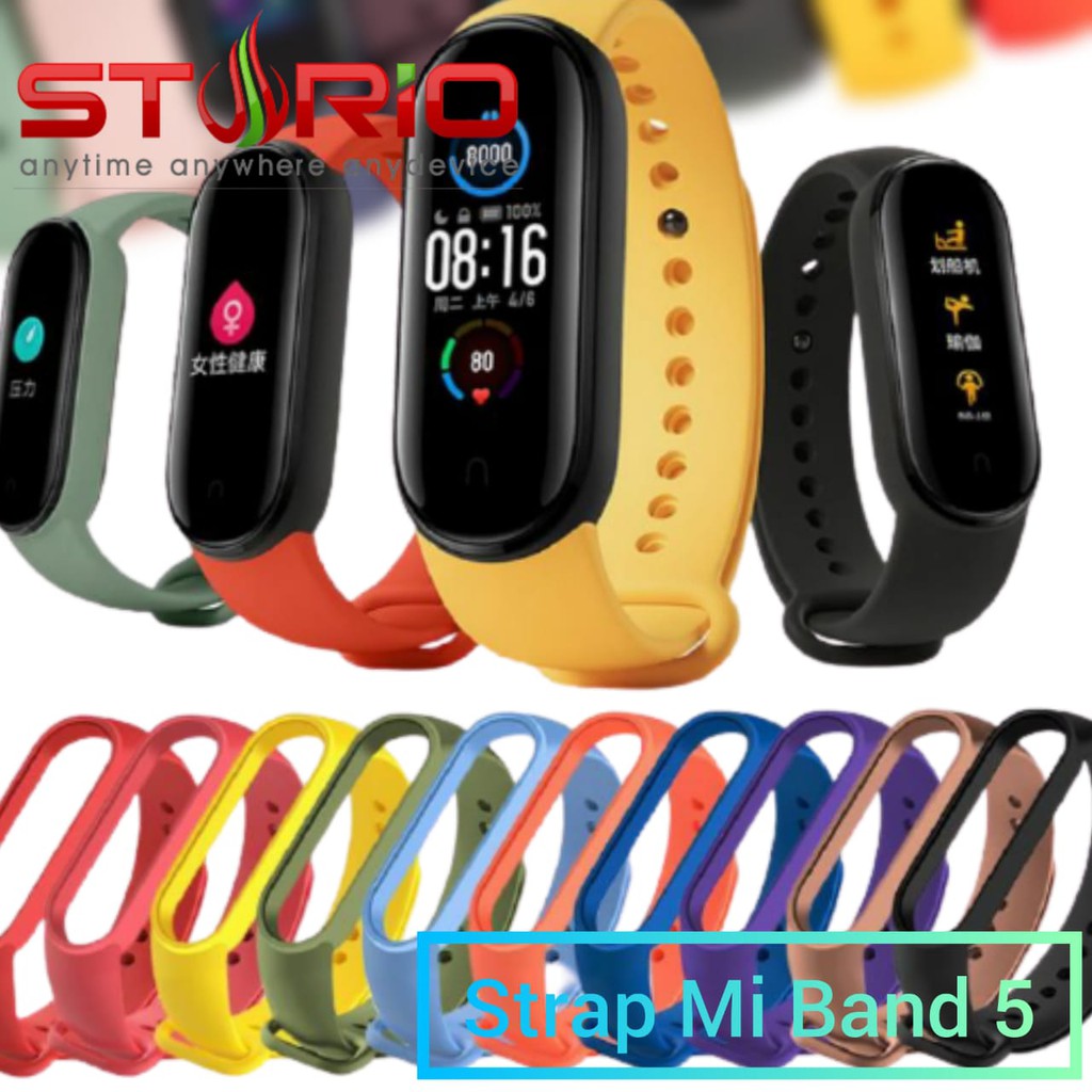 Strap Tali Jam Smartwatch Xiomi MiBand Mi Band 5 6 M5 M6 Solid Color Original