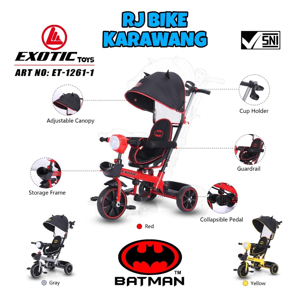 SEPEDA RODA TIGA ANAK EXOTIC 1261-1 BATMAN