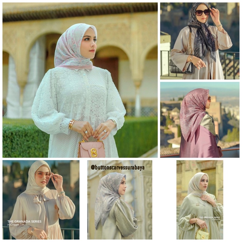 Buttonscarves The Granada Series White Pink Black