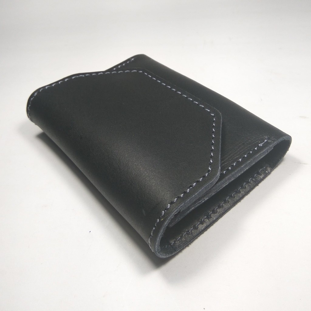 dompet kartu muat banyak kartu kulit sapi asli hitam card holder