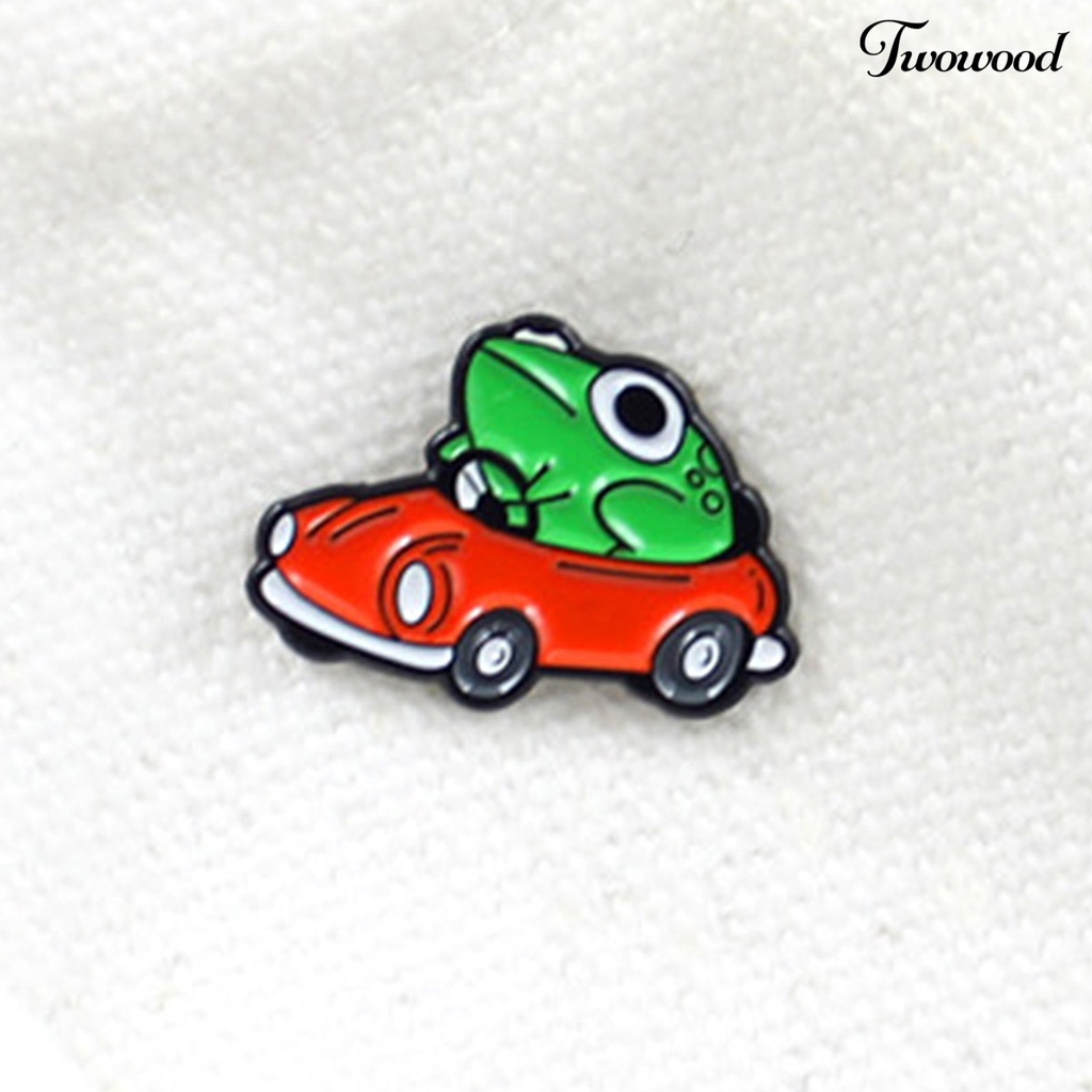 Twowood Brooch Frog Car Driving Cartoon Naughty Children Brooch for Clothes