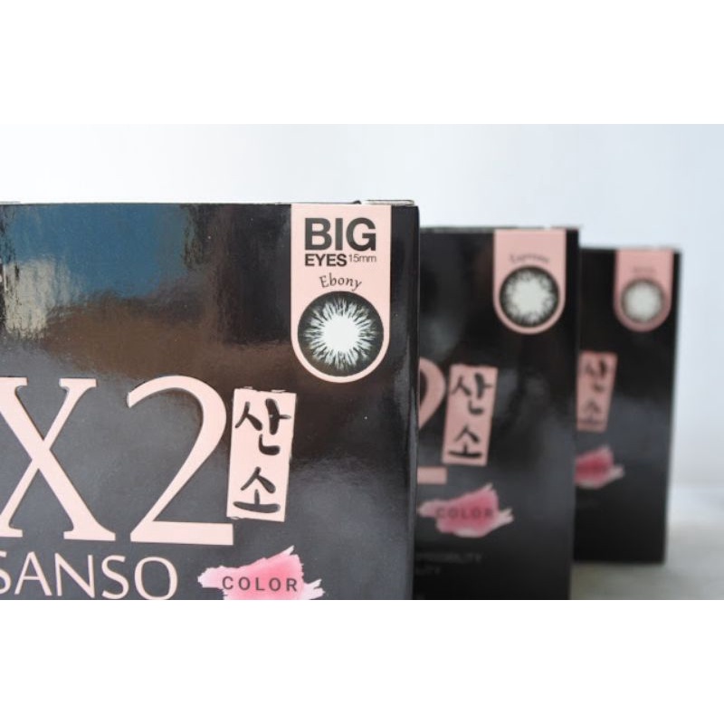 Softlens X2 Sanso Black Series / X2 Sanso Color Black / Ebony / Mocha / Espresso / X2 big eyes / Soflen minus warna x2 sanso black