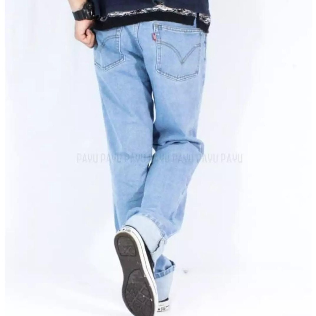 Celana Jeans Standar Baggy Warna Biru Muda