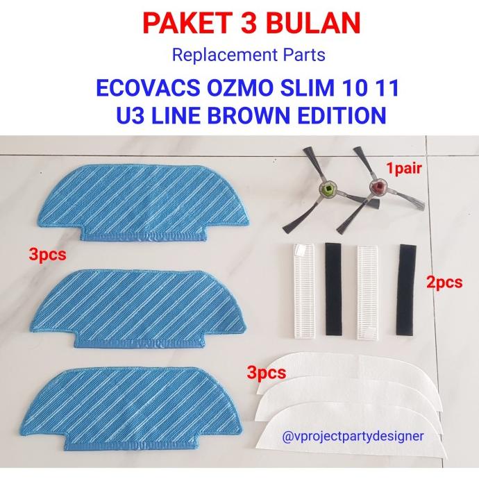 Vacum | Ecovacs Deebot Ozmo Slim 11 10 U3 Line Edition Replacement Parts 3M