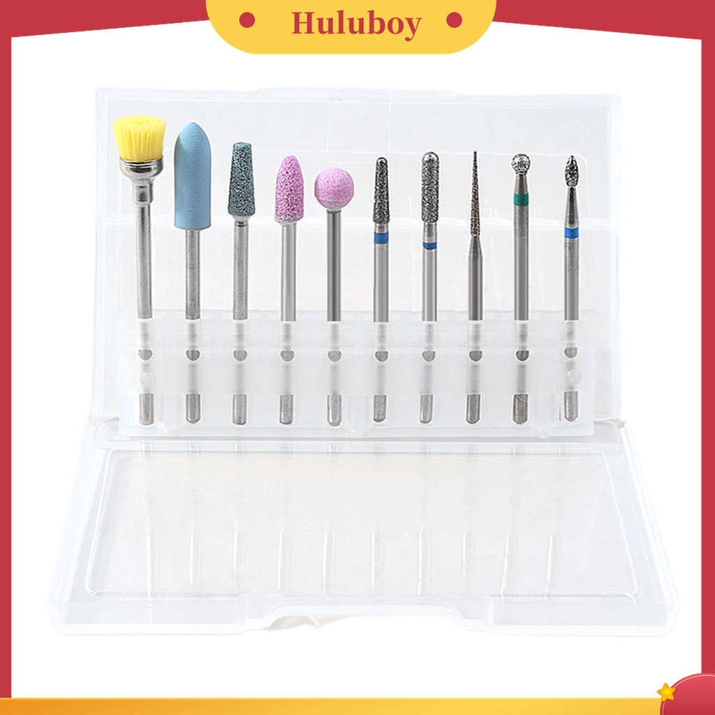 Huluboy Huluboy♡ 10pcs / Set Mata Bor Kuku Bahan Alloy Tungsten Untuk Manicure