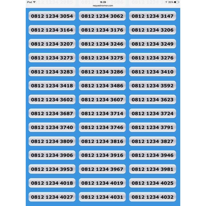 NOMOR CANTIK SIMPATI 0812 1234 XXXX