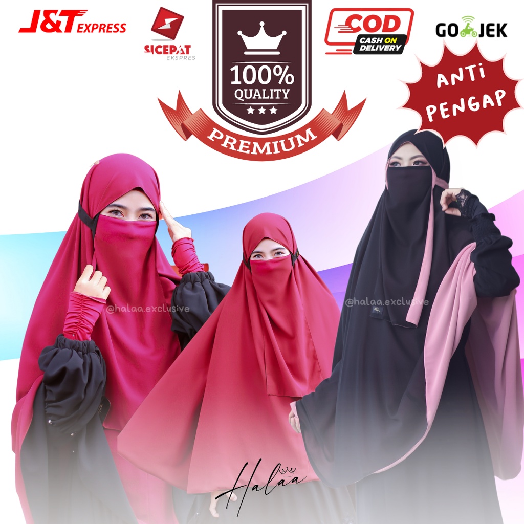 Khimar Bergo Jumbo 2in1 Set dengan Cadar Ceruty Babydoll Premium NON PED by Halaa exclusive