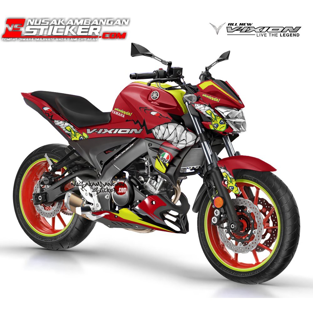 Decal Motor Sticker Motor Yamaha Vixion R Shark Merah  Terlaris