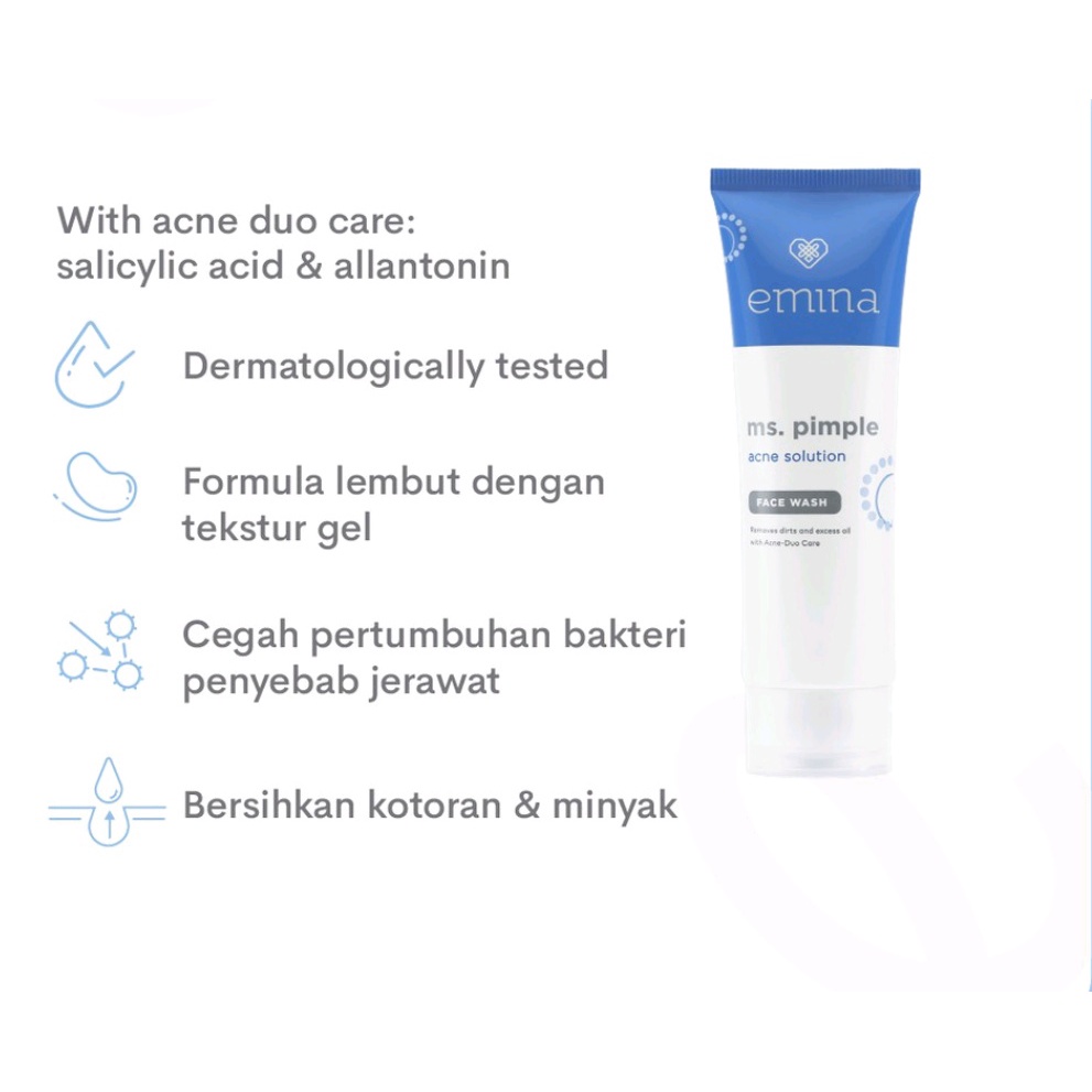 Emina Ms. Pimple Acne Solution Face Wash 50 ml - Pembersih Wajah Kulit Berjerawat