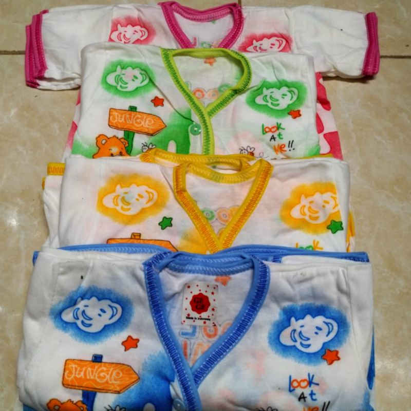 1lusin baju bayi lengan panjang lengan pendek termurah | baju baby motif gambar