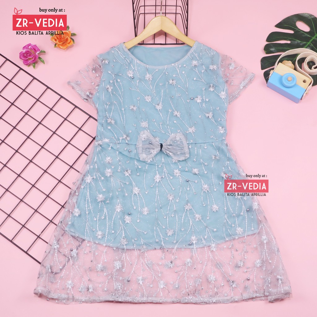 Dress Icha Brukat uk 4-5 Tahun / Gaun Brukat Pesta Baju Import Baby Cewek Dres Brokat Anak Perempuan