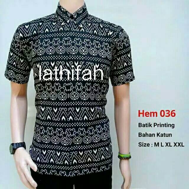 Kemeja batik pria modern lengan pendek