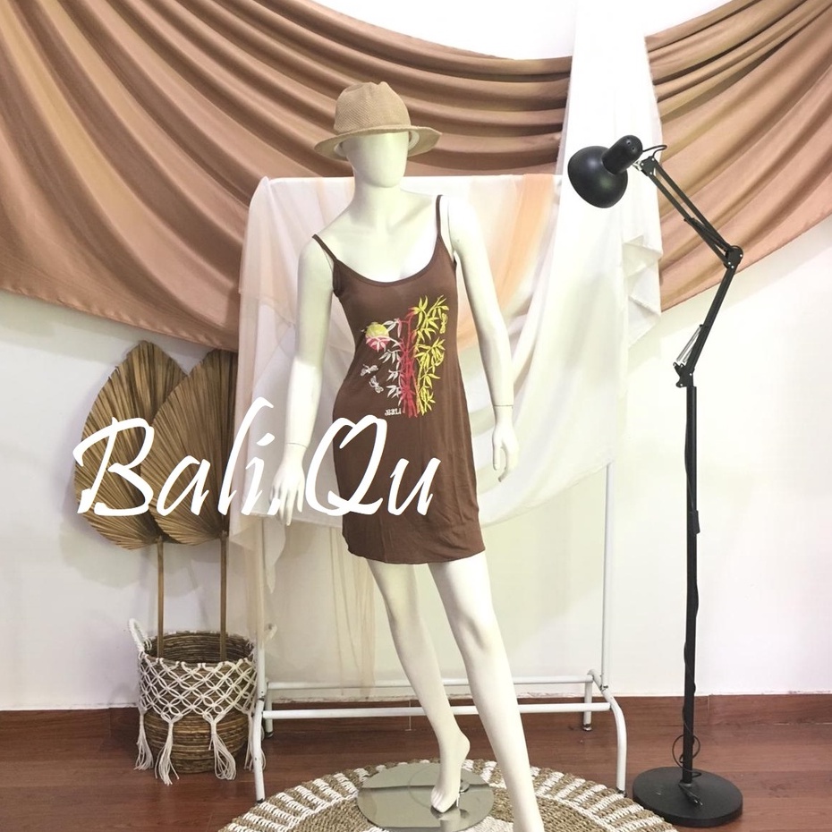 Daster  Tali Satu Sablon Bambu Bali-COKELAT