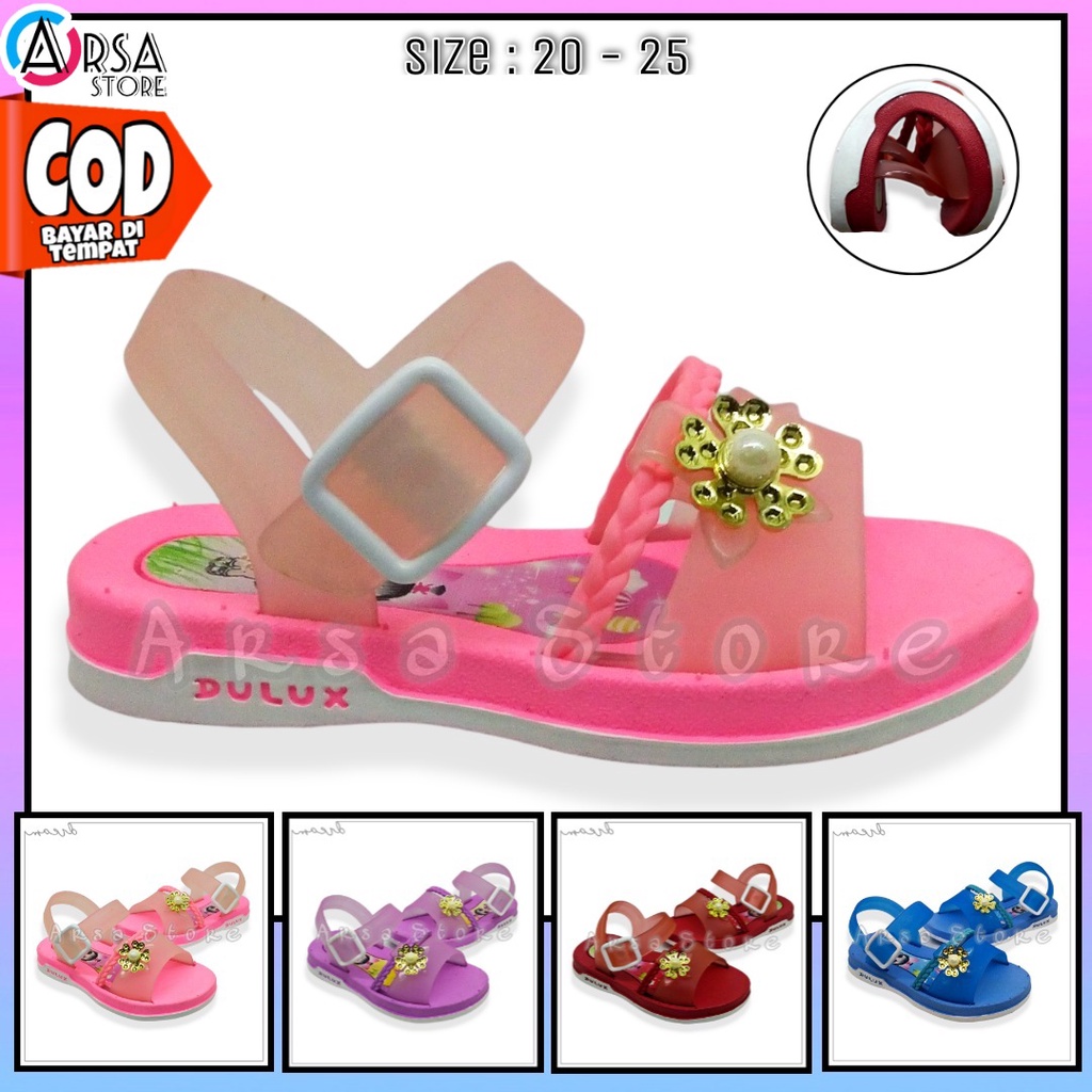 Sandal Jelly Baby LOL Anak Perempuan Import / Sendal Karet Anak Cewek Motif Kembang Manik Mutiara