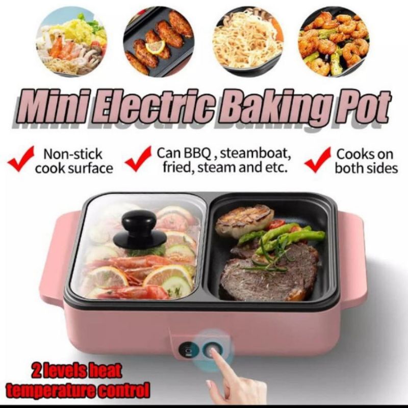 MINI ELECTRIC HOTPOT / STEAMBOAT &amp; GRILL PAN / BBQ 2in1 MULTIFUNGSI / SHABU