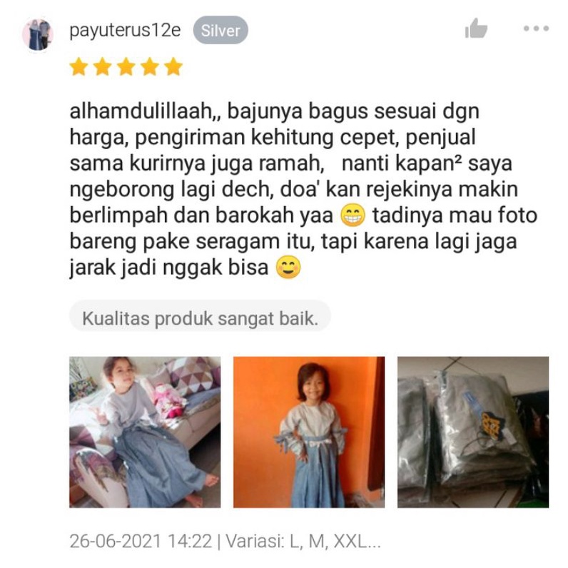 Baju Gamis Anak Perempuan Muslimah Setelan Blouse Anak Perempuan Umur 1 3 5 7 9 10 12 Tahun Terbaru