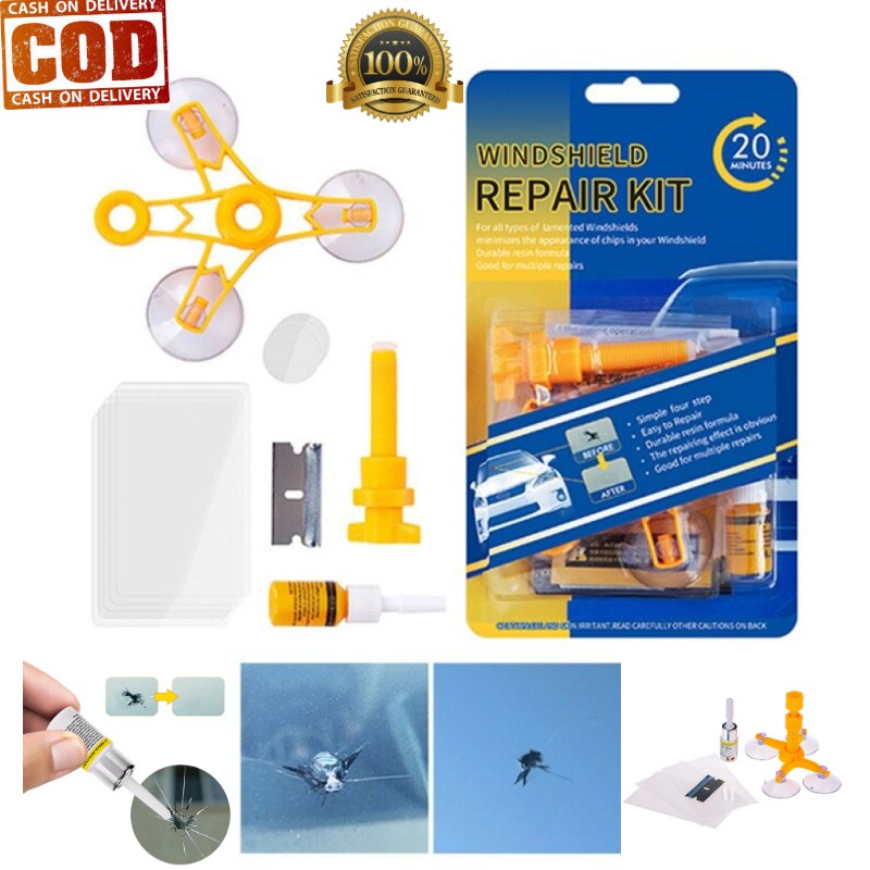 PROMO LEM KACA Alat Reparasi kaca Mobil Retak / Lem kaca Mobil /  100% Ampuh Fullset