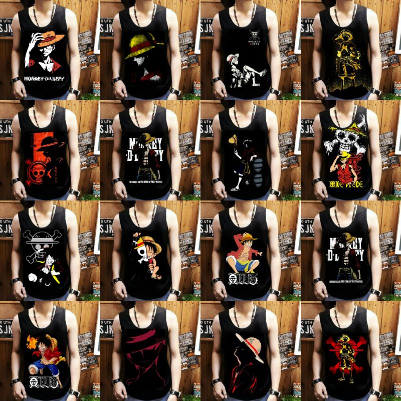 Singlet lekton pria motif LUFFY UKURAN L/XL/XXL Muat sampai BB 100kg keatas BANYAK VARIANT LUTFI / LUFFY SABLON POLYFLEX ATASAN PRIA SINGLET KAOS DALAM LEKBONG PRIA