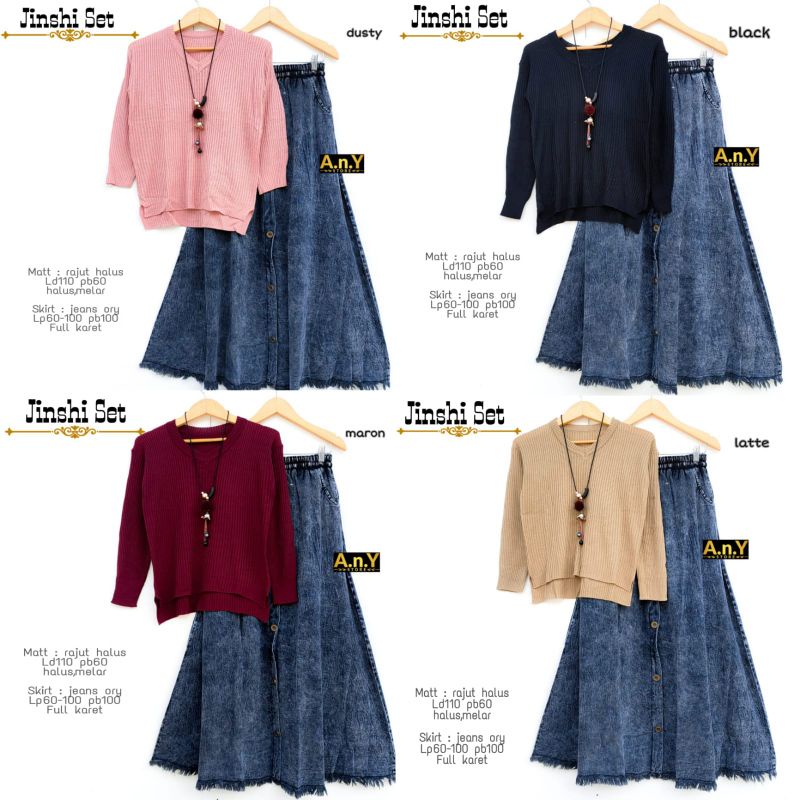 Setelan Rok Set Rok Wanita Setelan Atasan Dan Rok Jumbo Big Size Rajut Plisket LD 116 - 156 cm M -3L