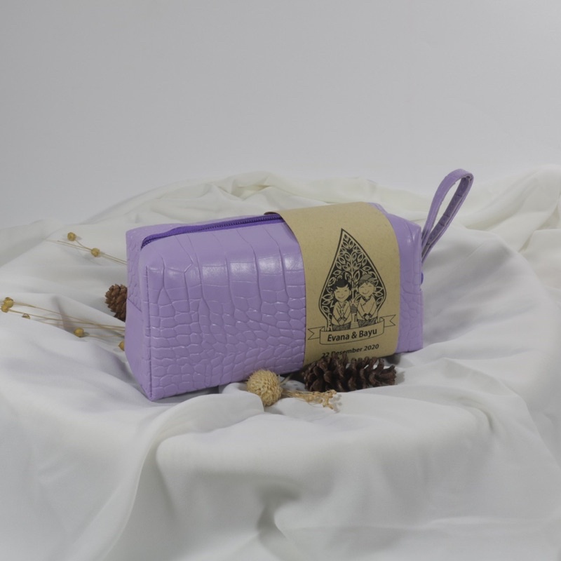Pouch Boxy Croco Dompet Kubus  Dompet Skincare Souvenir pernikahan Pouch Lontong