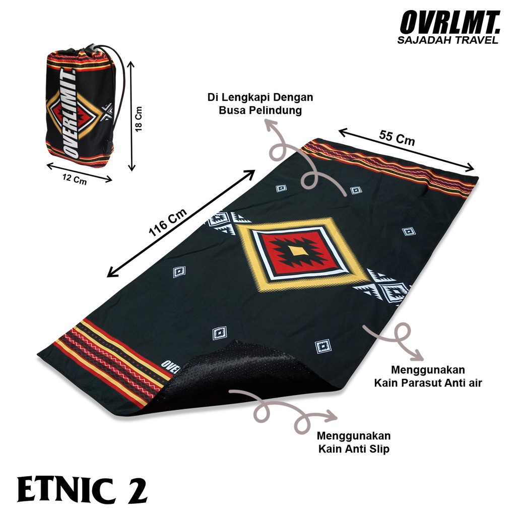 Sajadah Travel Overlimit Etnic 2 Sajadah Lipat Portable Anti Air | Anti Geser | Anti Covid - Motif Modern