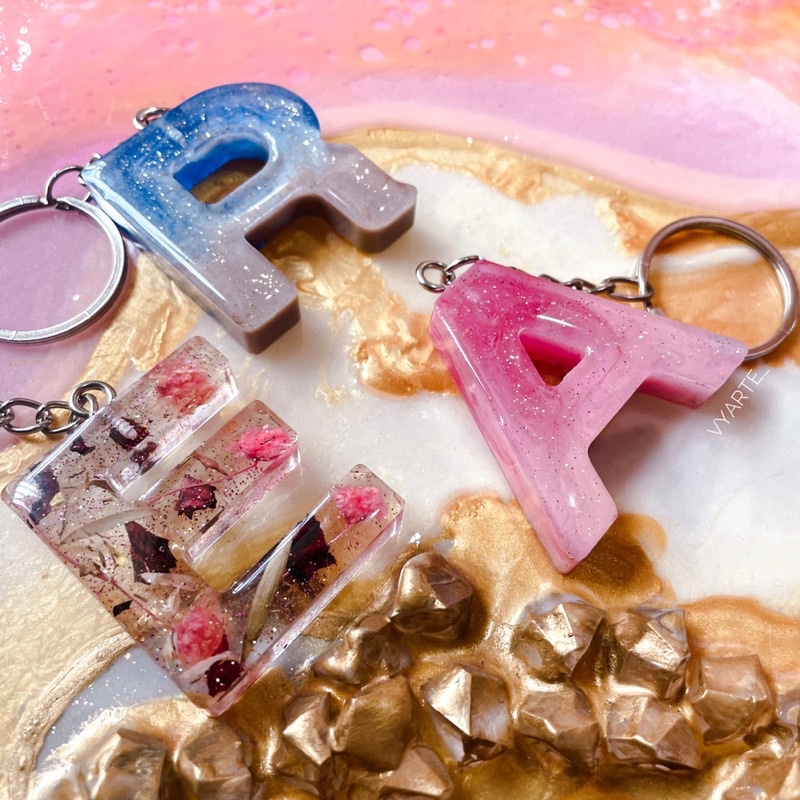 Custom Resin Alphabet Keychain Gantungan Kunci Nama Alfabet