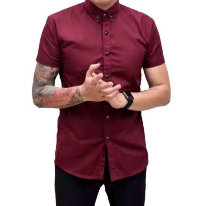 kemeja polos pria lengan pendek size M  L XL XXL XXXL XXXXL kemeja jombo pria