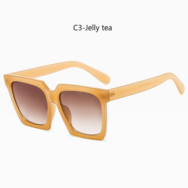 Fashion big frame jelly color ins trend square metal hinge sunglasses