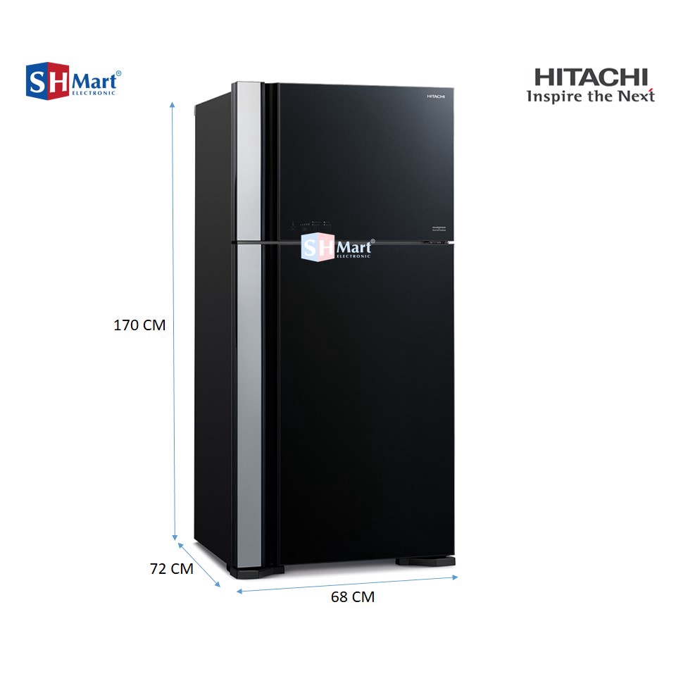 HITACHI KULKAS 2 PINTU INVERTER GLASS R-VG61PGD7GBK / RVG61PGD7 MEDAN