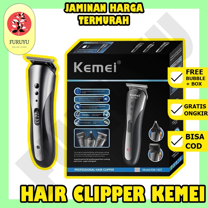 Alat Mesin Cukur Hair Clipper Rambut Kumis Jenggot Bulu Hidung Kemei 1407 Listrik Portable Portabel