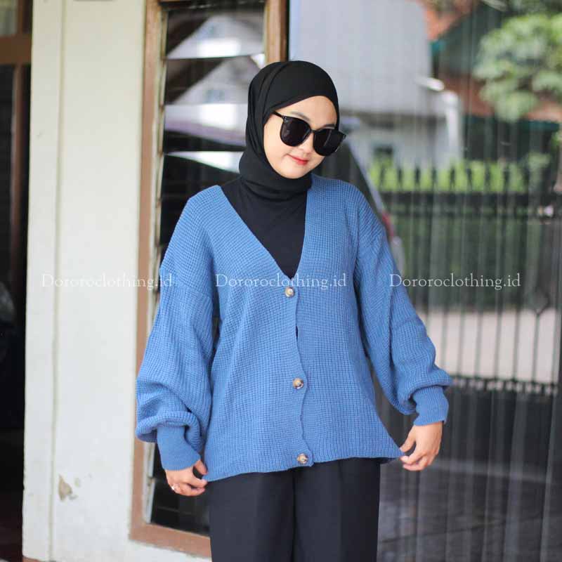 Vina Knitted Cardigan Rajut Kancing Oversize Tangan Balon / PREMIUM Outerwear Kardigan Rajut wanita