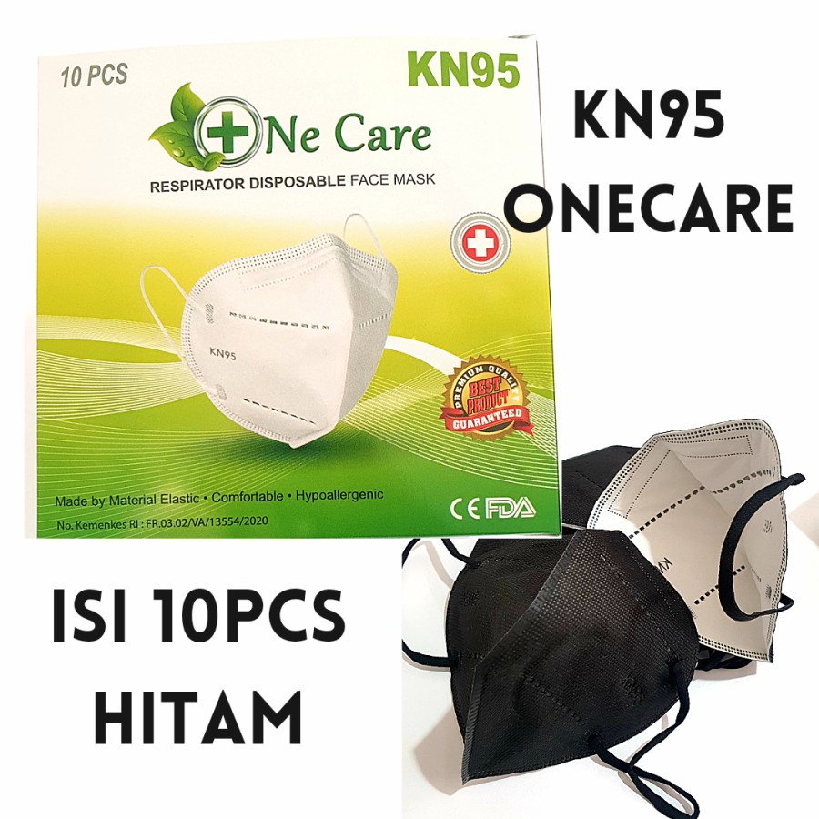 MASKER KN95 ONE CARE HITAM 10pcs dan isi 20 pcs