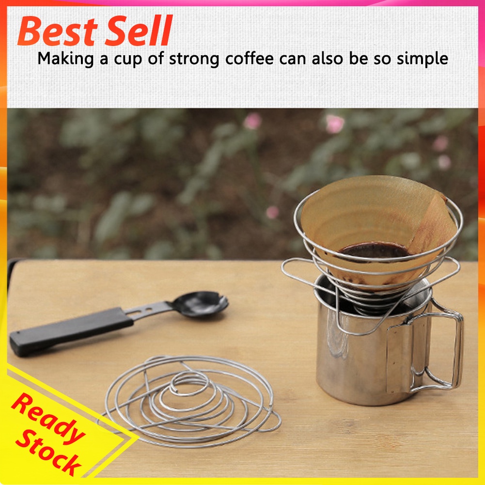 Stainless Steel Coffee Dripper Holder Foldable Camping Coffee Filter Rack