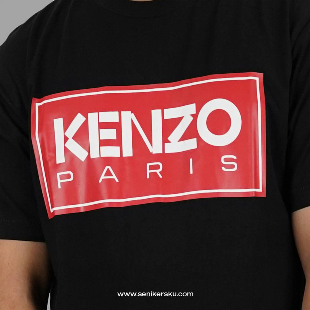 Kenzo Block Logo Red Black Tee