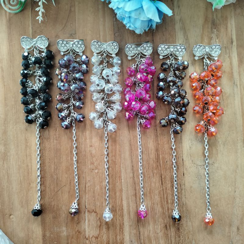 Bros dagu kristal ceko blink cantik / bros dagu panjang / bros hijab syar'i-4