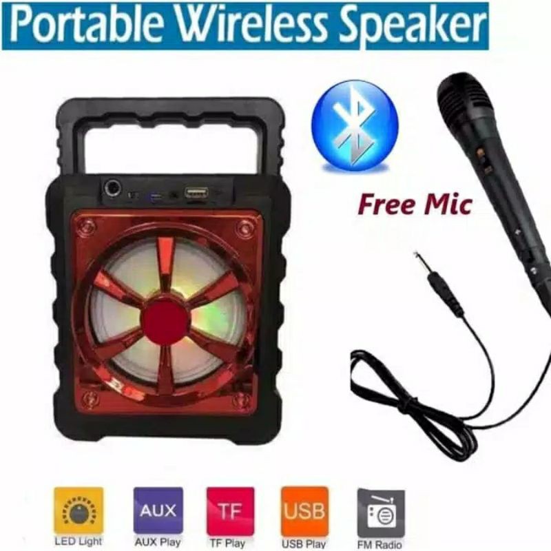 Speaker bluetooth fleco F-1914 karaoke bluetooth free mic