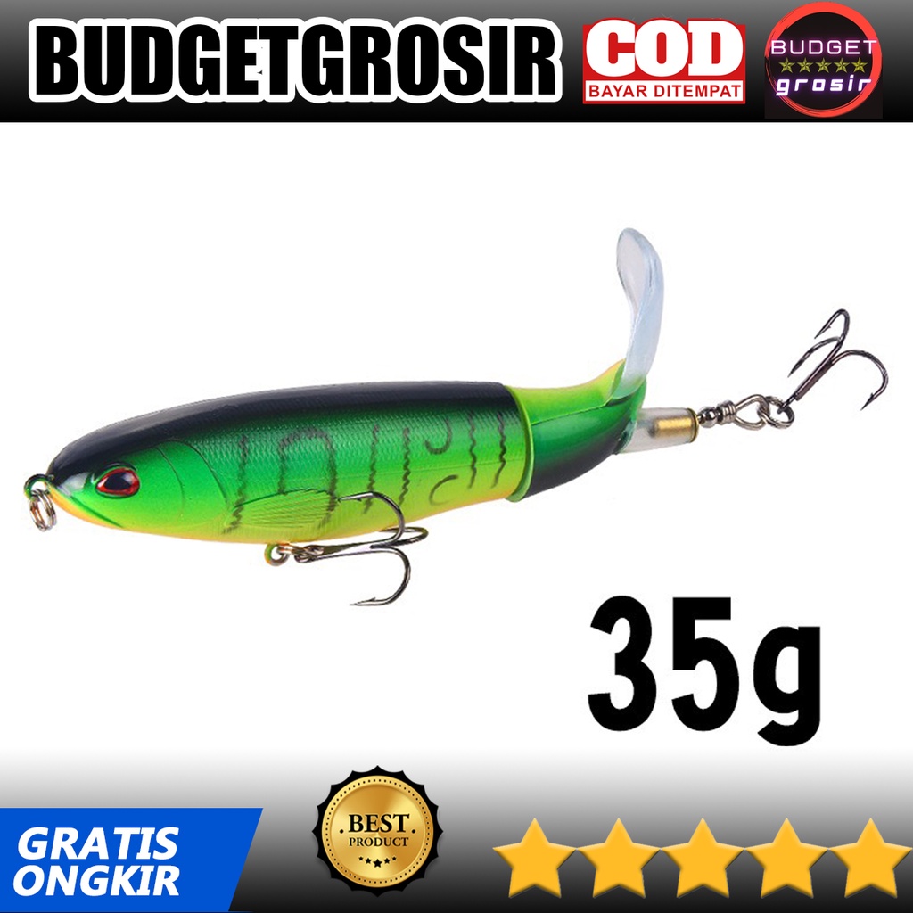 Umpan Pancing Popper Fishing Lure Bentuk Ikan Long Tall 35G - Green