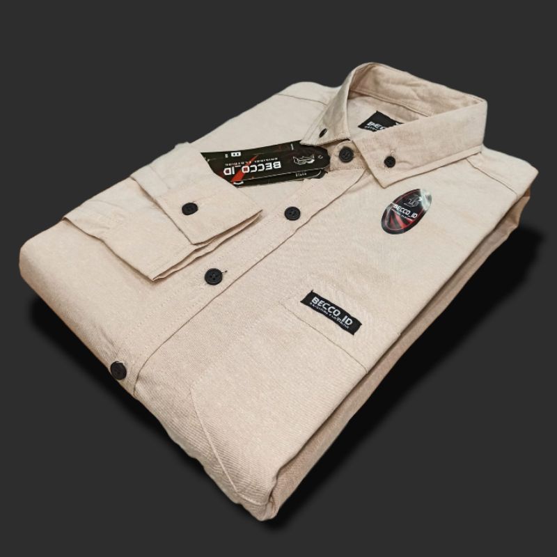 Kemeja pria lengan panjang - SEMUA WARNA READY - ukuran M, L, XL-Crem