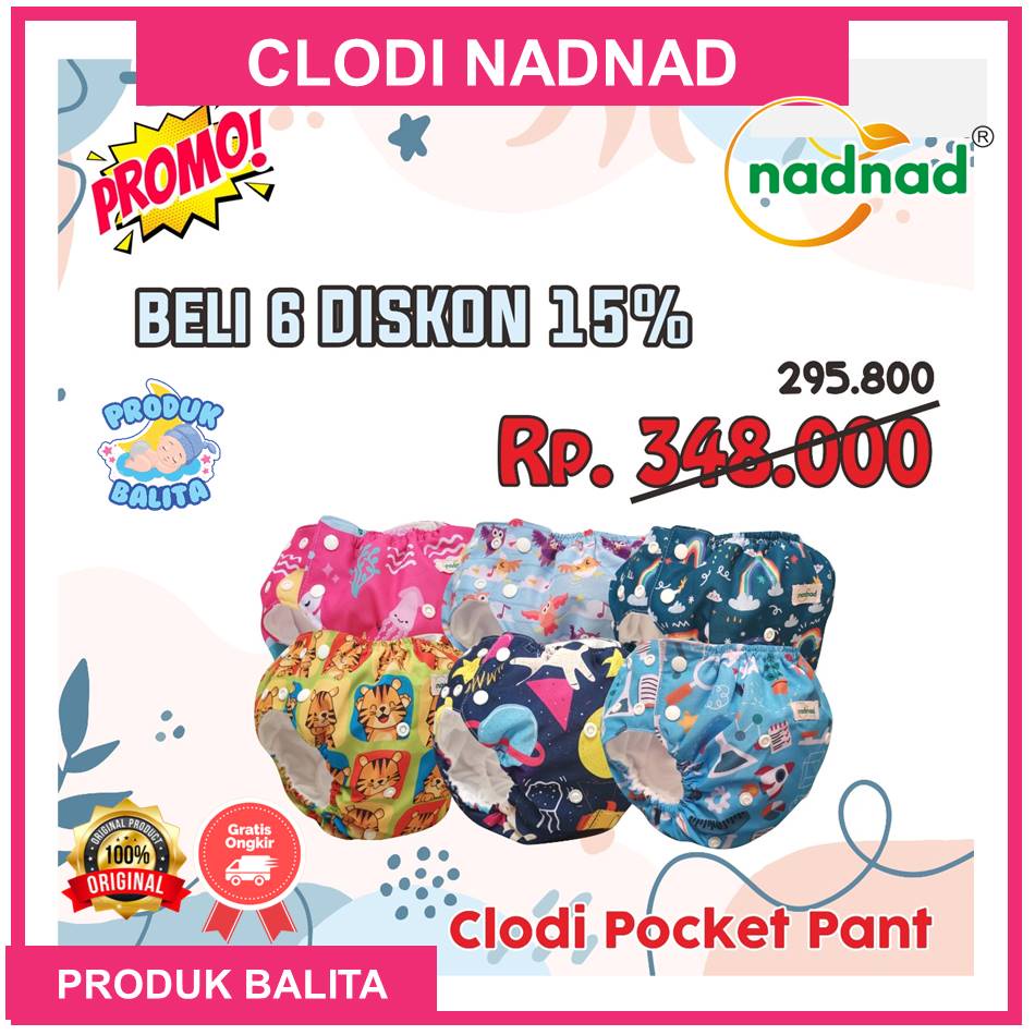 Popok Kain Cuci Ulang Clodi Pocket Pants BB 7-25 Kg By Nadnad Desain Terbaru Motif Eksklusif Termurah