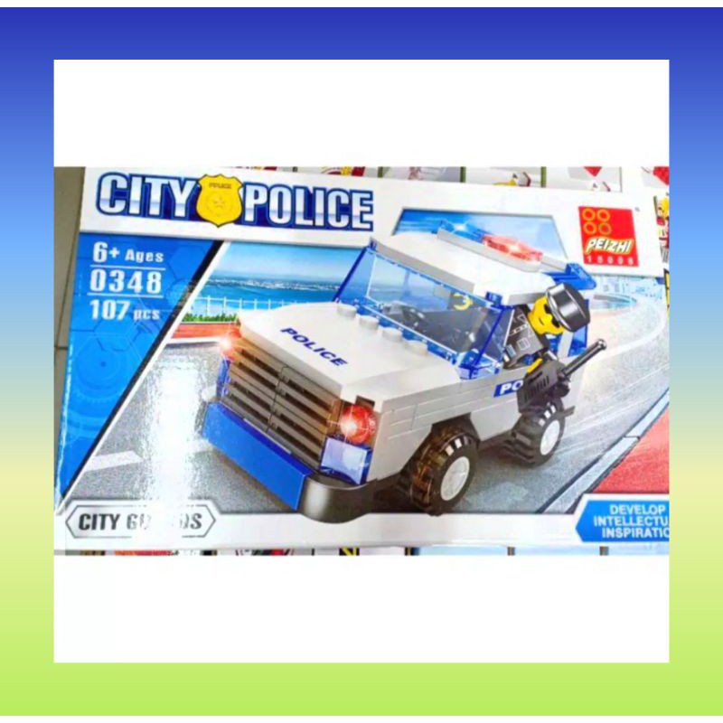 Lego mobil city police-Truck car 107pcs Brick block peizhi/lego jeep/lego mobil polisi